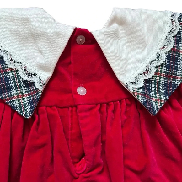 Vintage Red Velvet Bib Christmas Top Size 12 Months - Picture 5 of 6